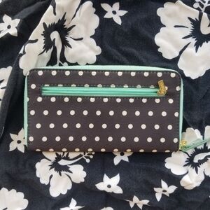 Fossil Polka Dot Long Wallet with Mint Accents